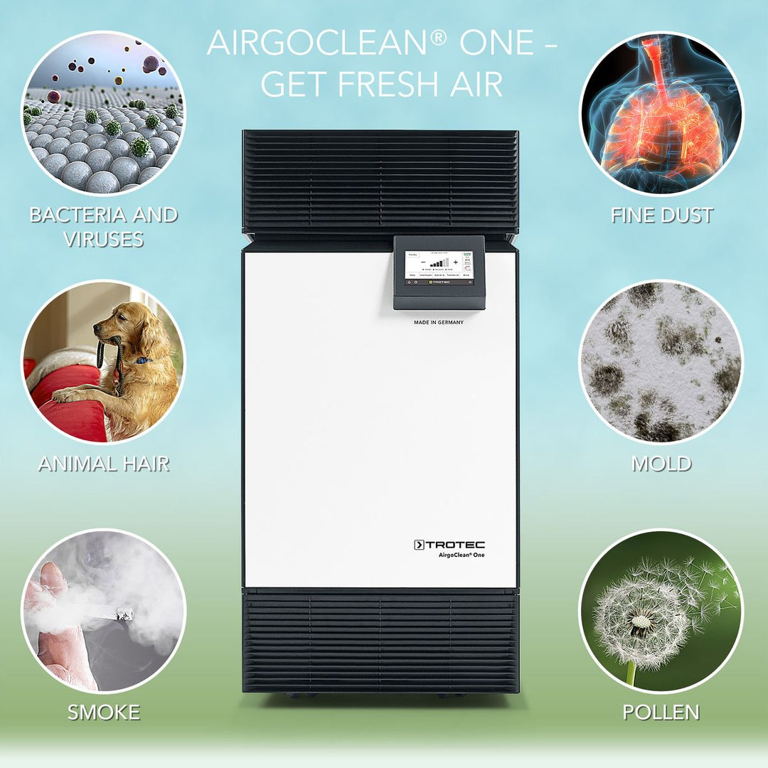 TROTEC AirgoClean ONE - touch display with air quality indicators